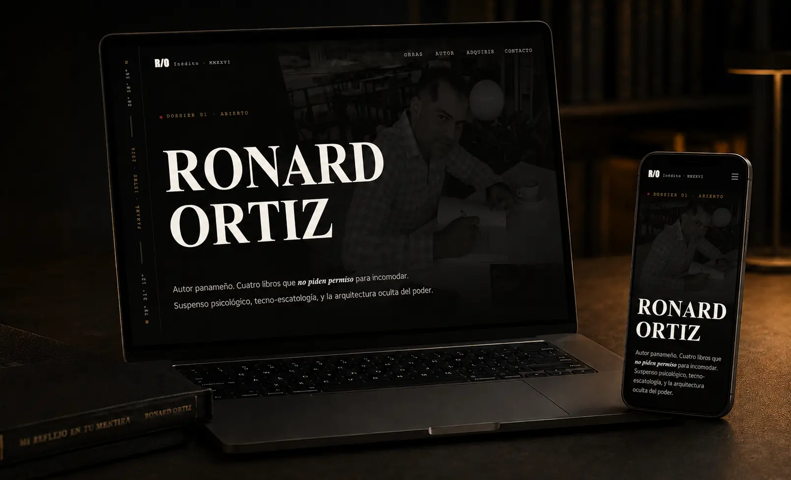 Portada del sitio web del escritor Ronard Ortiz